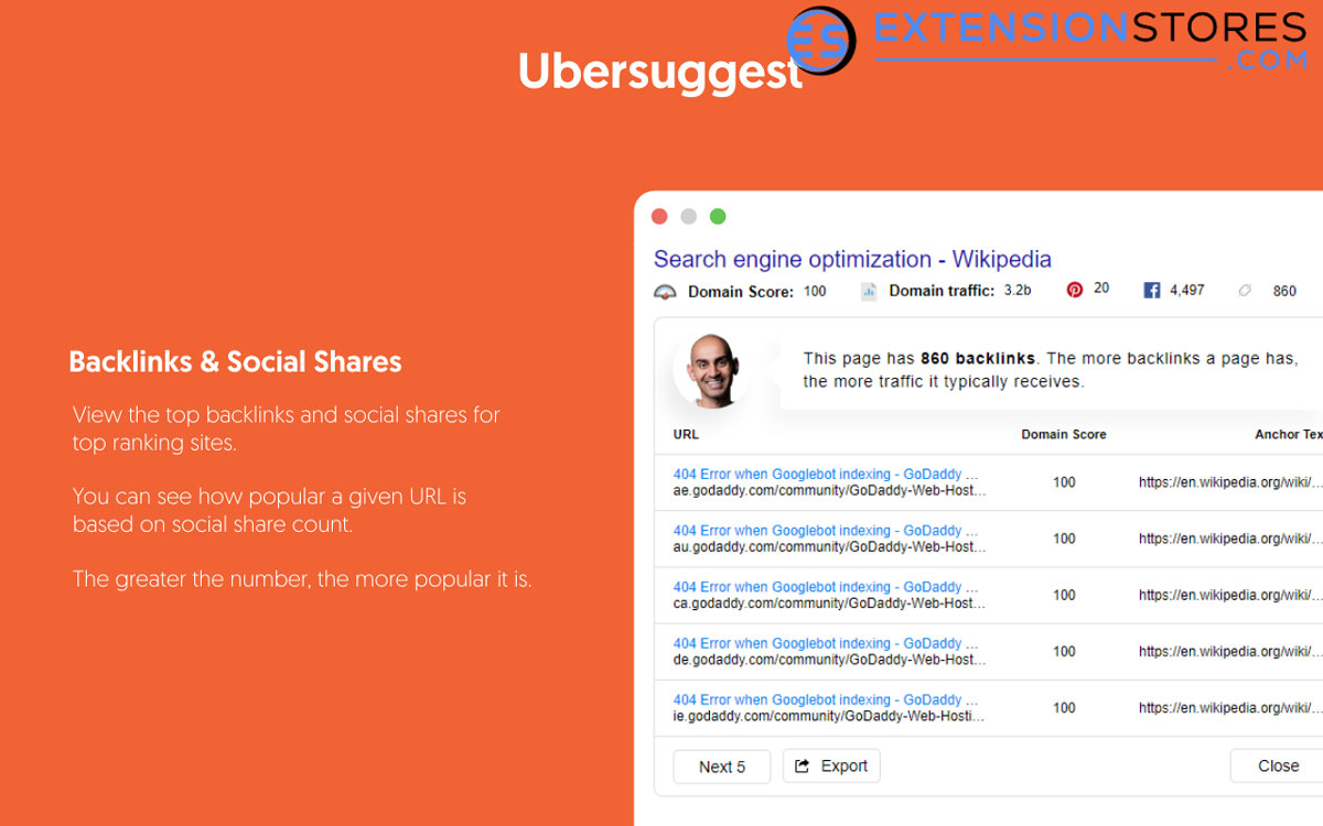 Ubersuggest Extension chrome